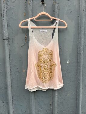 Spiritual Gangster Hamsa Pink Tank, size S